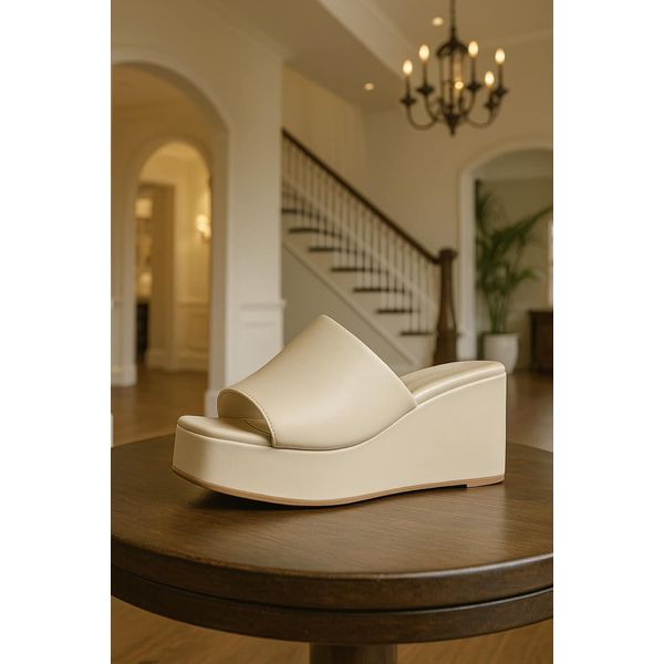 Tamanco Anabela Off White Ana - Dolce & Menta