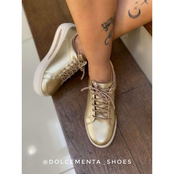 Tênis Flatform Dourado Milla - Dolce & Menta