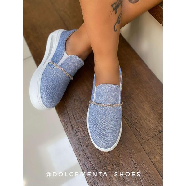 Tênis Flatform Jeans Claro Nanda - Dolce & Menta
