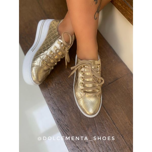 Tênis Flatform Sabrina {Dourado} - Dolce & Menta