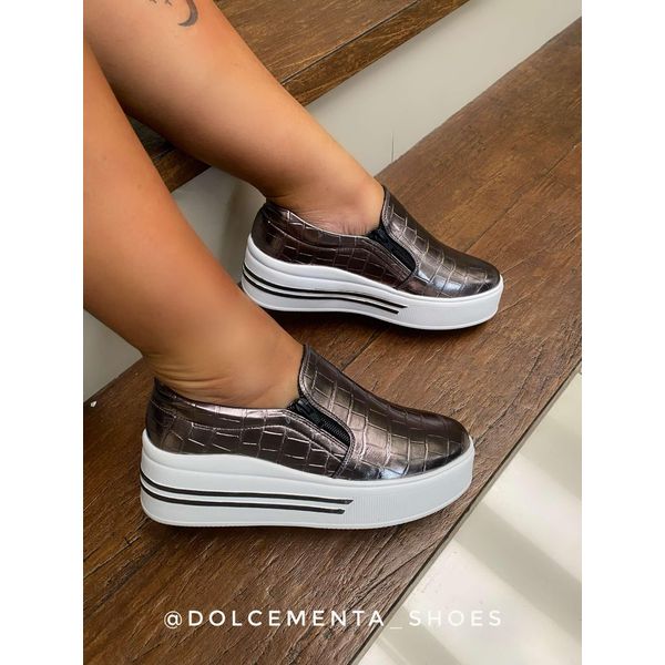 Tênis Flatform Slip On Onix Brenda - Dolce & Menta