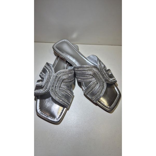 Rasteira Strass Prata