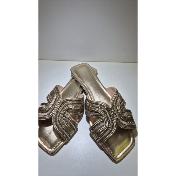 Rasteira Strass Dourada