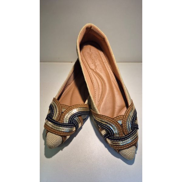 Sapatilha Tecido Bege entrelaçada triplo