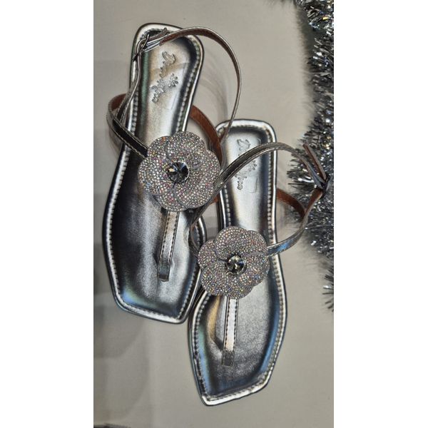 Rasteira Prata De Flor