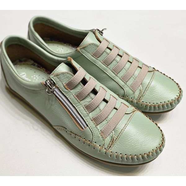 Sapatenis Verde Menta Zíper e Cadarço