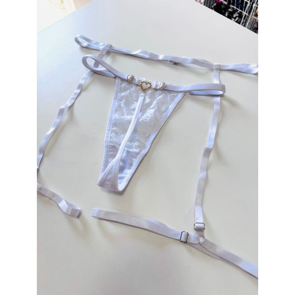 Kit Cinta Liga + Calcinha Love - Branco 