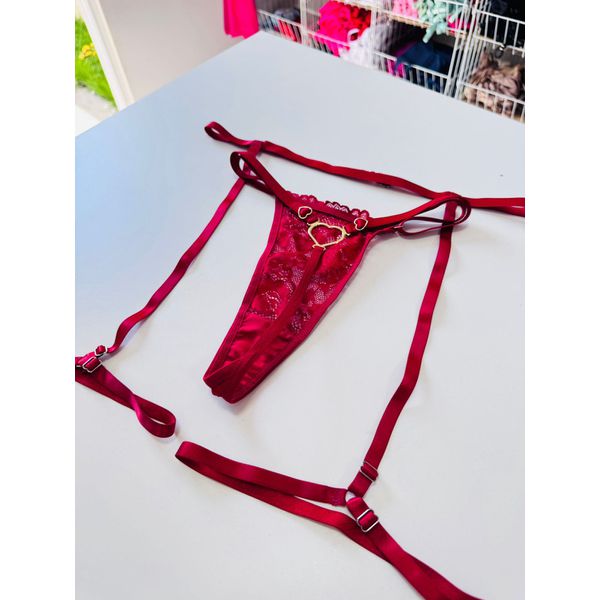 Kit Cinta Liga + Calcinha Big Love - Vermelho