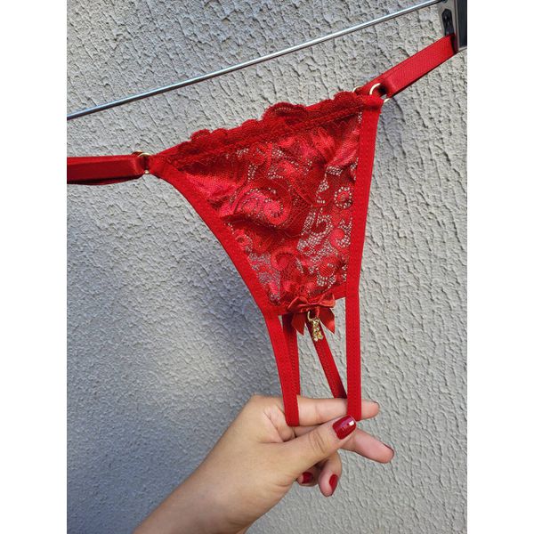 Calcinha Secretária Pingente - Vermelho