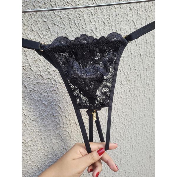 Calcinha Secretária Pingente - Preto