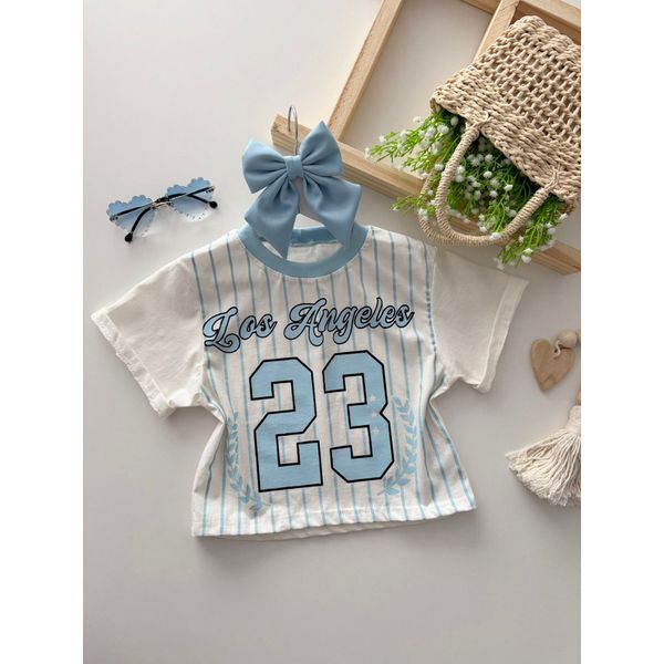 T-shirt Cropped Los Angeles Azul