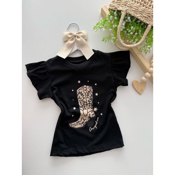 T-shirt Cowgirl Preta