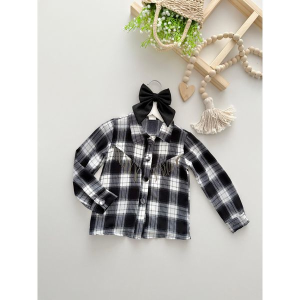 Camisa Xadrez Preta Franja 