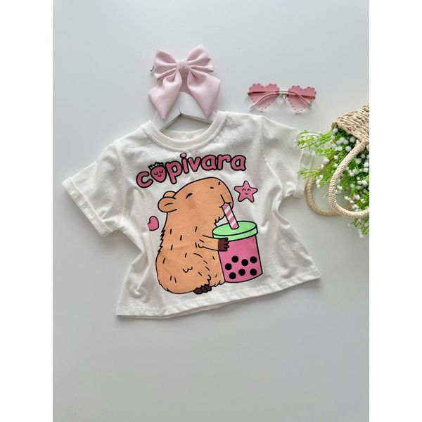 T-shirt Cropped Capivara Off White