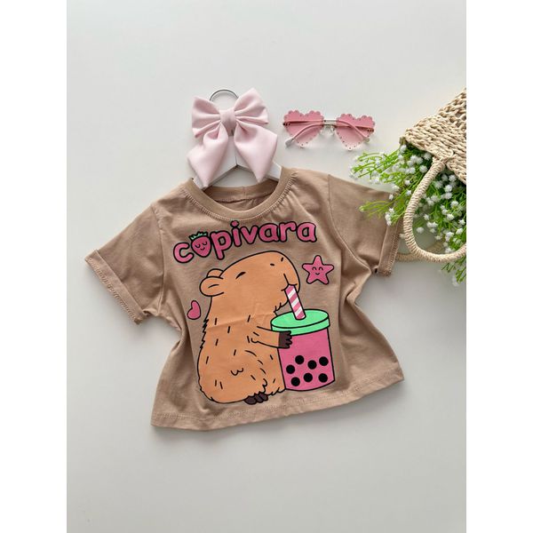 T-shirt Cropped Capivara Cáqui 