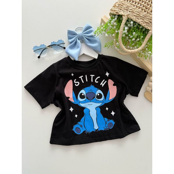 T-shirt Cropped Stitch Preto
