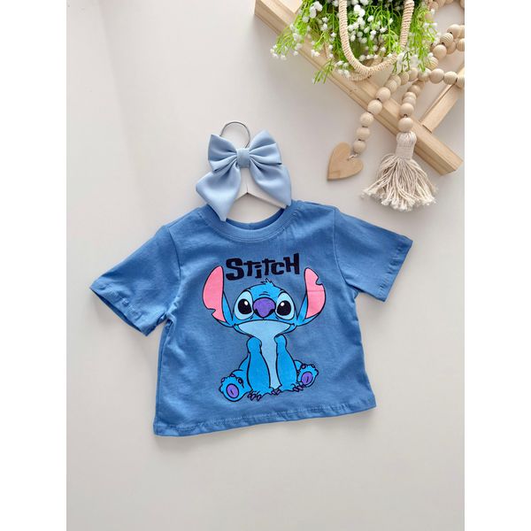 T-shirt Cropped Stitch Azul 