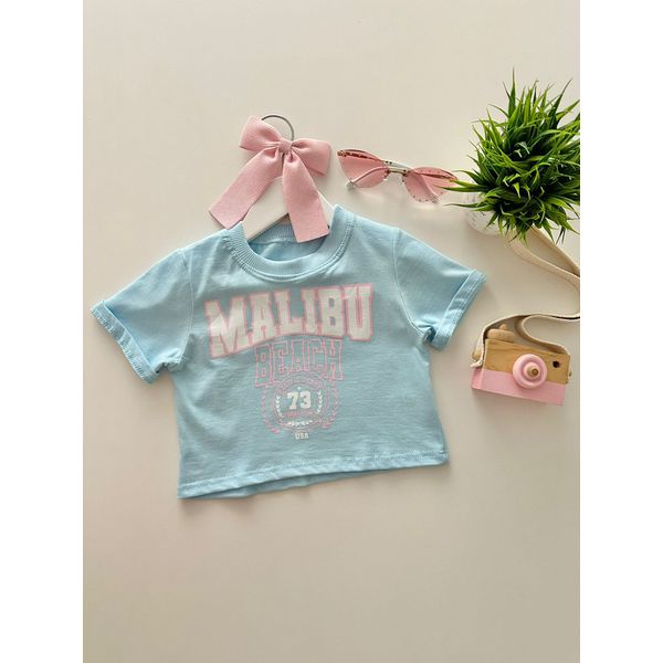 T-shirt Cropped Malibu Azul Bebê