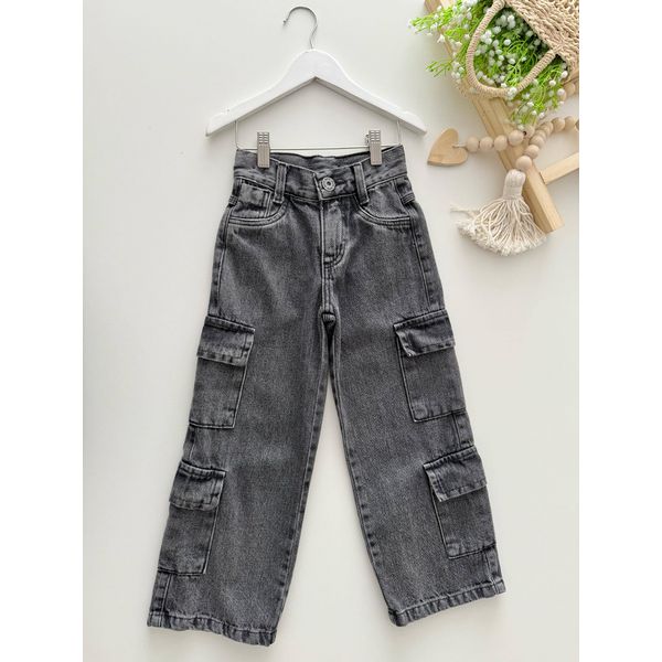 Calça Jeans Cargo Cinza 
