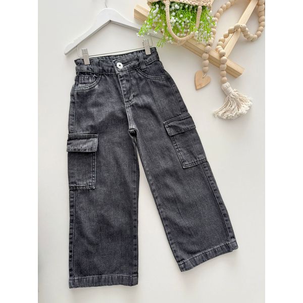 Calça Jeans Cargo Cinza 