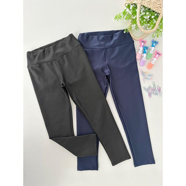 Kit Escolar Legging Preta e Azul Marinho 