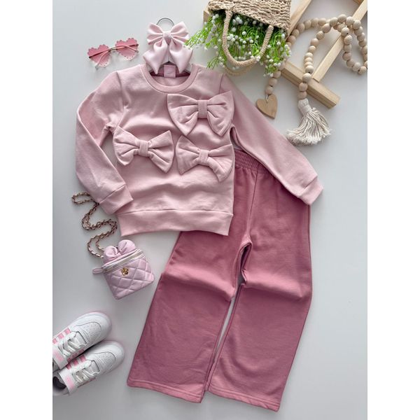 Conjunto Moletom Laço Rose 