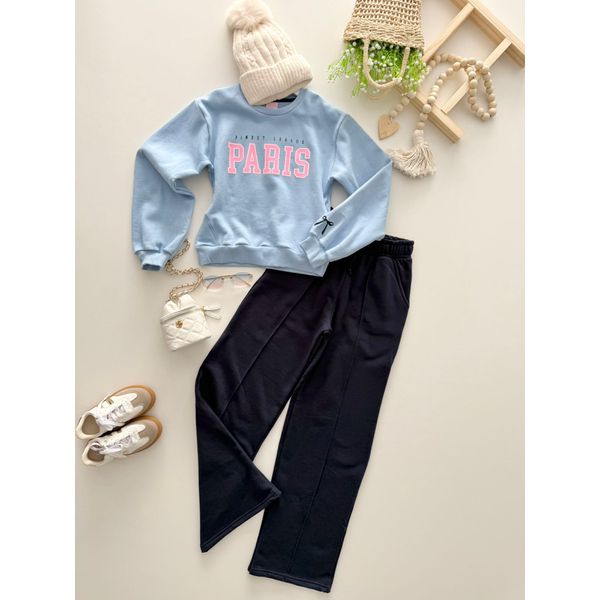 Conjunto Moletom Juvenil Paris Azul