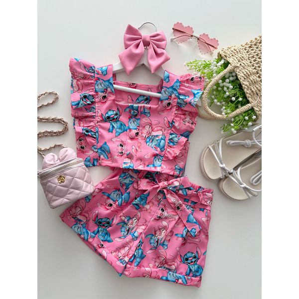 Conjunto Nicole Stitch Rosa 