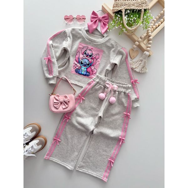 Conjunto Moletom Stitch Cinza 