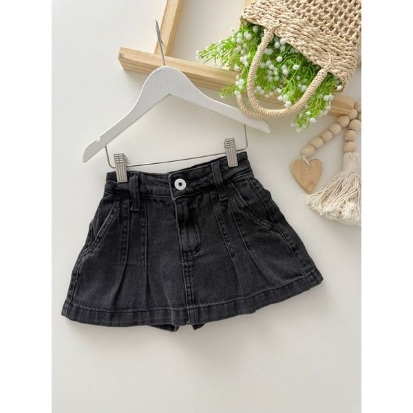 Short Saia Jeans Cinza