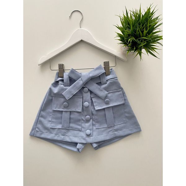Short Saia Linho Azul