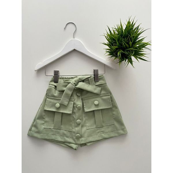 Short Saia Linho Verde