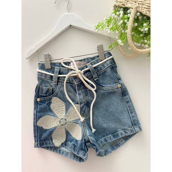 Short Jeans Flor Rústica 