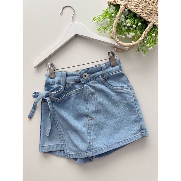 Short Saia Jeans Stras 