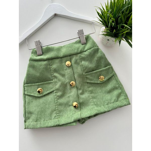 Short Saia Cotelê Verde
