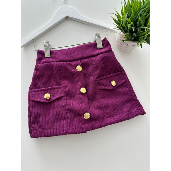 Short Saia Cotelê Vinho 