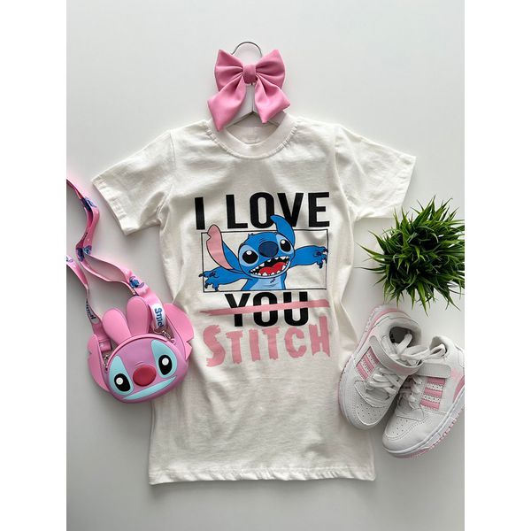 Camisetão Stitch Off White 