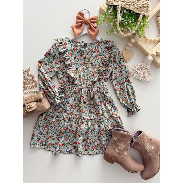Vestido Flor De Liz Azul 