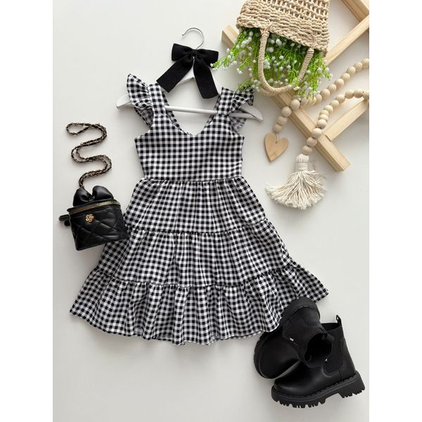 Vestido Marilia Xadrez Preto 