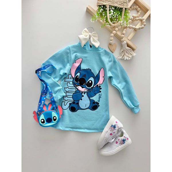 Vestido Moletom Stitch Azul 
