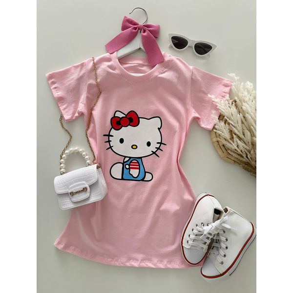 Camisetão Hello Kitty Rosa 