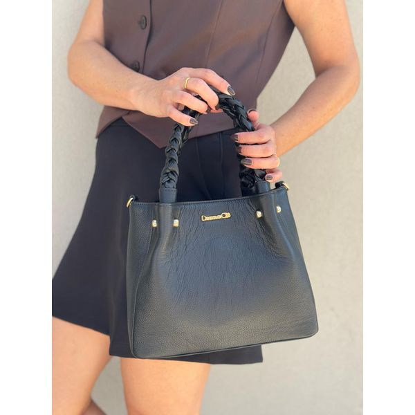 Bolsa Jenifer Couro Legítimo Preto