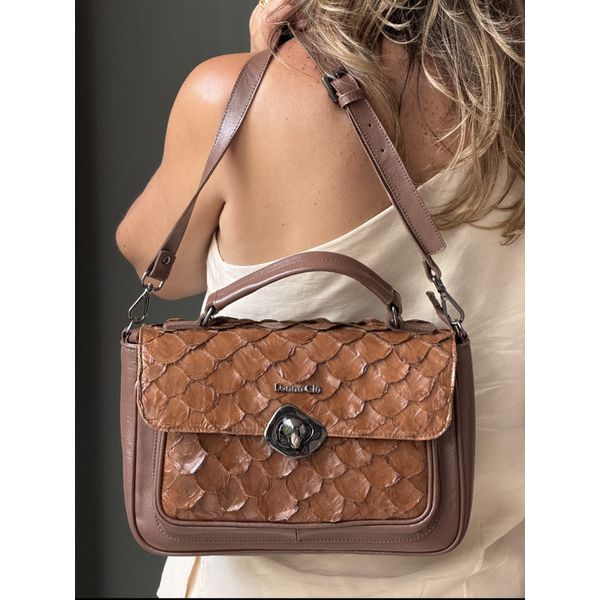 Bolsa Jordana Chocolate / Camel Pirarucu