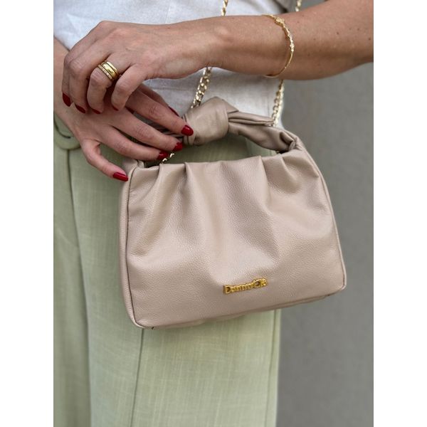 Bolsa Laço Couro Legítimo Nude
