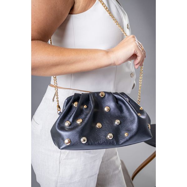 Bolsa Esfera Couro Legítimo Preta