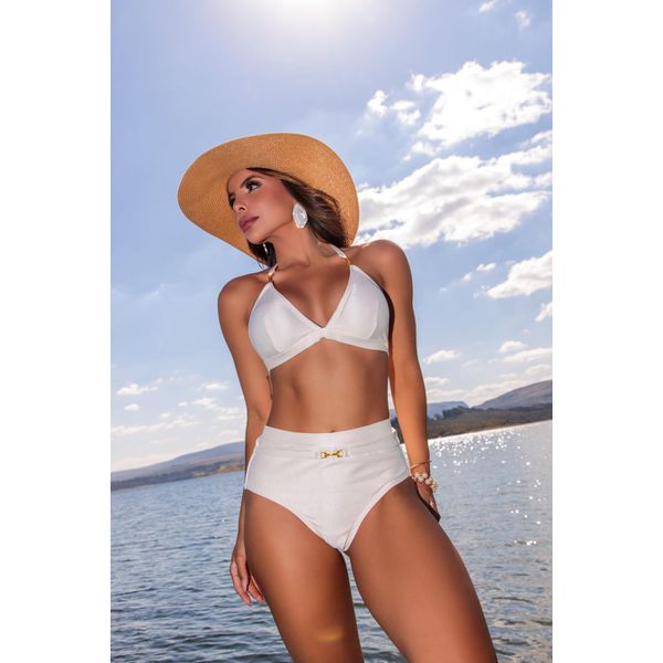 CONJUNTO BIQUINI CORTININHA COM SEMI JOIA OFF WHITE