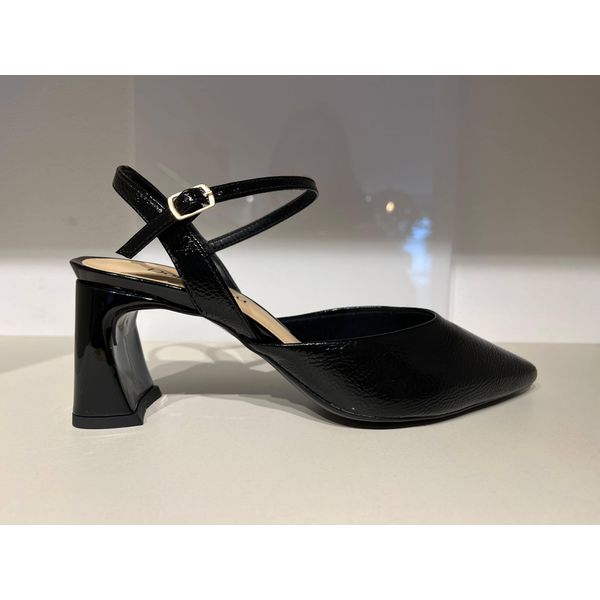 Sapato Donna Lu Couro Salto Bloco Verniz Preto