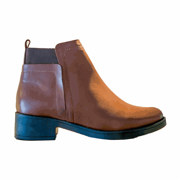 Bota Cano Curto Marrom Couro Detalhe