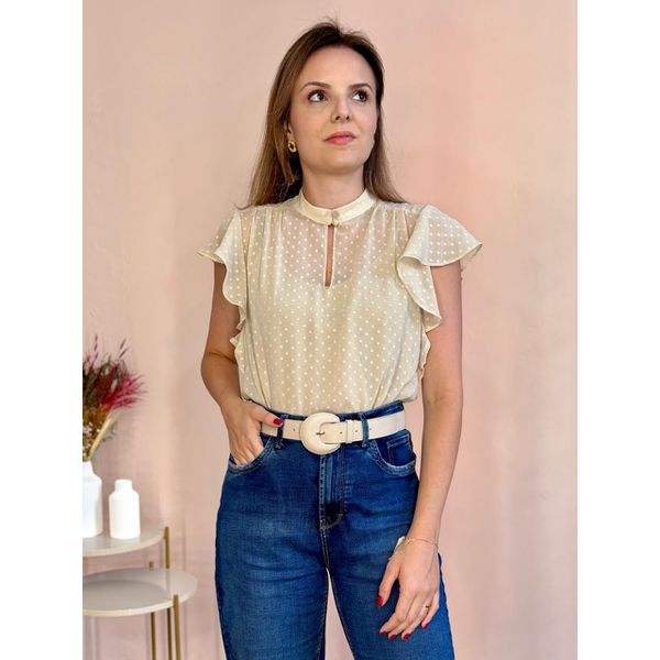 Blusa Chiffon Poá - Aveia