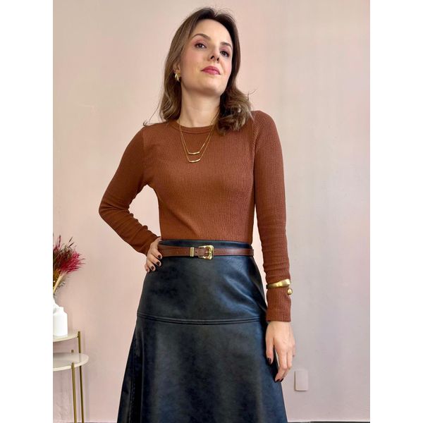 Blusa Wave Manga Longa - Mocha